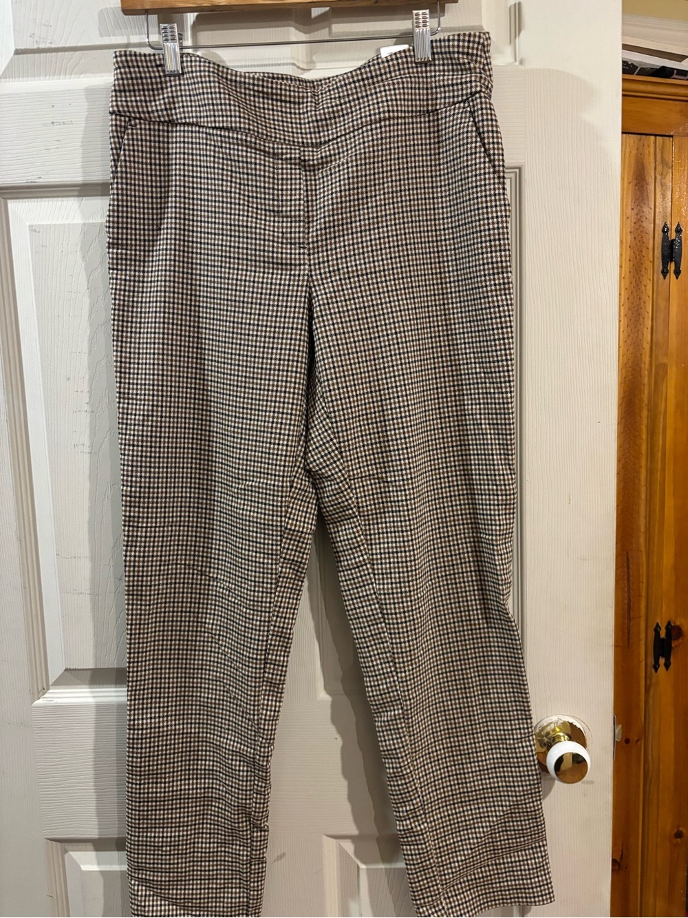 Checked Dress Pants - brown and cream
